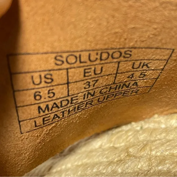 Soludos Tan/Cream Chunky Platform JuteMinorca Leather Espadrilles Wedge Sandals