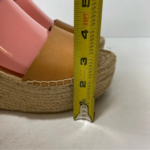 Soludos Tan/Cream Chunky Platform JuteMinorca Leather Espadrilles Wedge Sandals