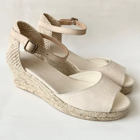 Soludos Womens Open-Toe Midwedge Blush Beige Espadrilles Ankle Strap Sandals 8.5