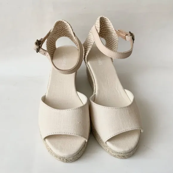 Soludos Womens Open-Toe Midwedge Blush Beige Espadrilles Ankle Strap Sandals 8.5
