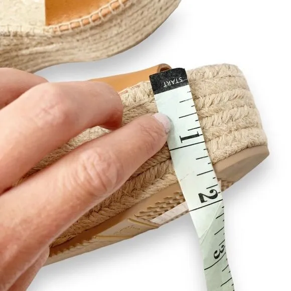 Soludos Minorca Platform Wedge Leather Espadrille Sandals Nude Women’s Size 9.5