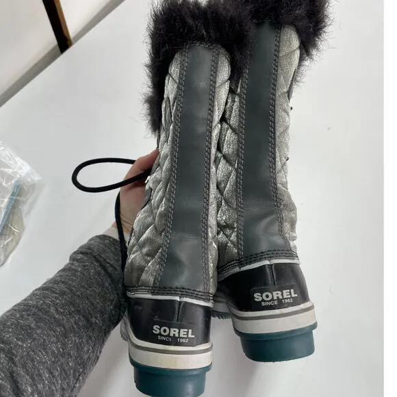 Sorel Boots Womens 6 Black Quarry Cloudburst Tofino Organza Waterproof Snow
