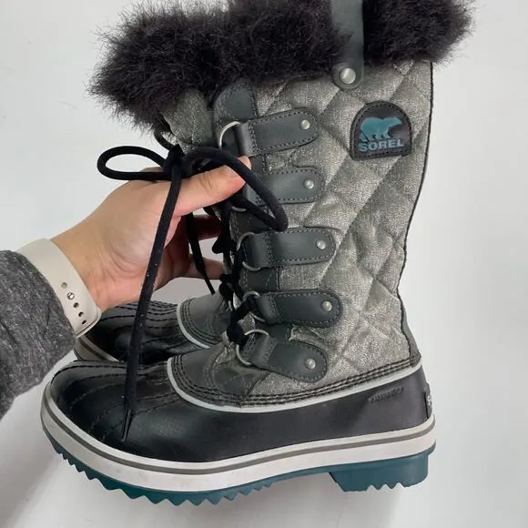 Sorel Boots Womens 6 Black Quarry Cloudburst Tofino Organza Waterproof Snow