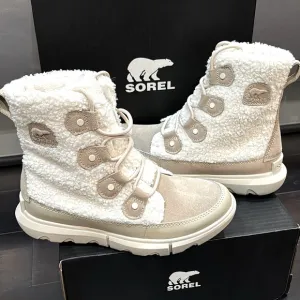 SOREL EXPLORER II JOAN COZY BOOTS IN ANCIENT FOSSIL/SEA SALT SZ 6.5 NEW IN BOX!