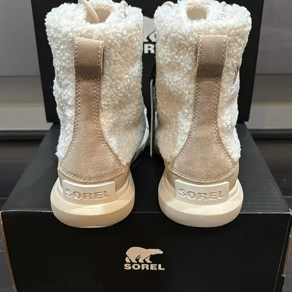 SOREL EXPLORER II JOAN COZY BOOTS IN ANCIENT FOSSIL/SEA SALT SZ 6.5 NEW IN BOX!