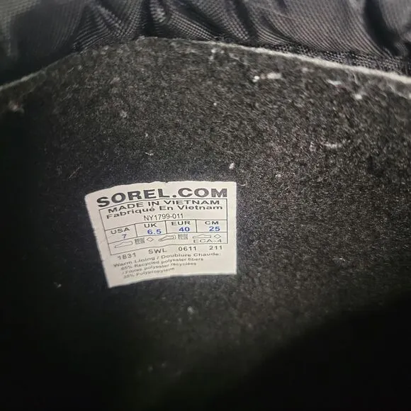 Sorel Glacier Men's Size 7 Insulated‎ Extreme Snow Boots Black Winter Ski