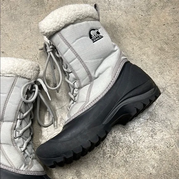 Sorel Gray and Black Quilted Winter Boots