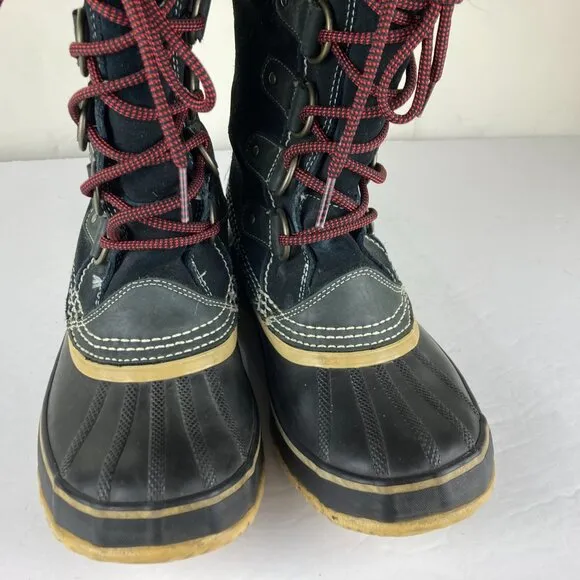 Sorel Joan Arctic Womens Sz 7 Black Suede Leather Tall Winter Snow Boots