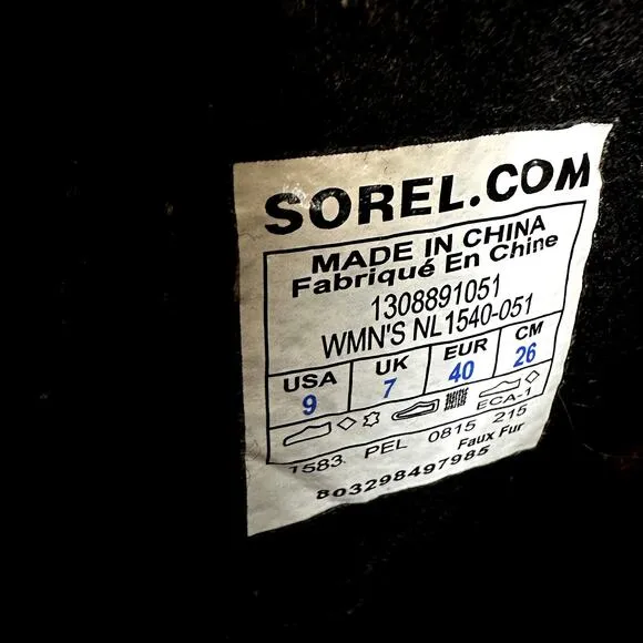 Sorel Joan of Arctic Boots Leather Winter Snow Lace Up Faux Fur Outdoor Gray 9