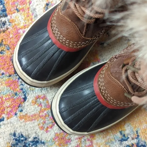 Sorel Joan Of Arctic Waterproof Suede Leather Faux Fur Trim Rubber Snow Boots 8