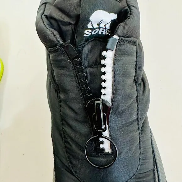SOREL OUT N' ABOUT PUFFY PUFFER ZIP WATERPROOF INSULATED BOOTS BLACK