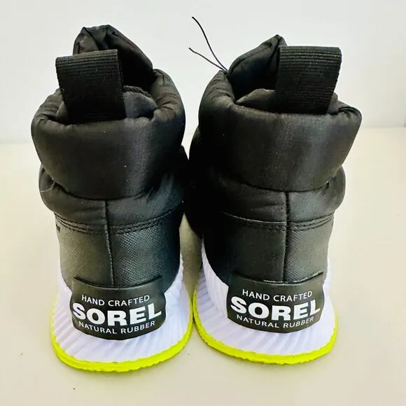 SOREL OUT N' ABOUT PUFFY PUFFER ZIP WATERPROOF INSULATED BOOTS BLACK