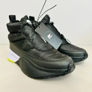 SOREL OUT N' ABOUT PUFFY PUFFER ZIP WATERPROOF INSULATED BOOTS BLACK