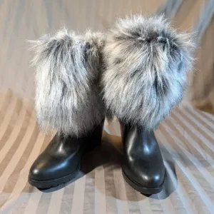 Sorel Park City Short Wedge Booties Faux Fur Black, Size 8.5