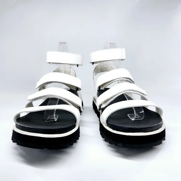 Sorel Roaming White Leather Multi Strap Gladiator Sling-Back Flatform Sandals