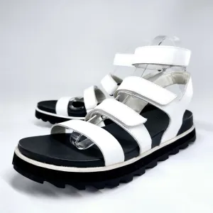 Sorel Roaming White Leather Multi Strap Gladiator Sling-Back Flatform Sandals