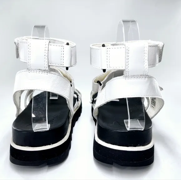 Sorel Roaming White Leather Multi Strap Gladiator Sling-Back Flatform Sandals