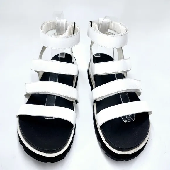 Sorel Roaming White Leather Multi Strap Gladiator Sling-Back Flatform Sandals