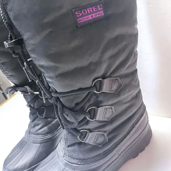 SOREL Rubber Waterproof Insulated Winter Lace Up Boots in Black Size 6