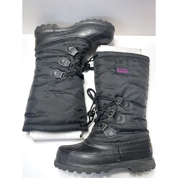 SOREL Rubber Waterproof Insulated Winter Lace Up Boots in Black Size 6