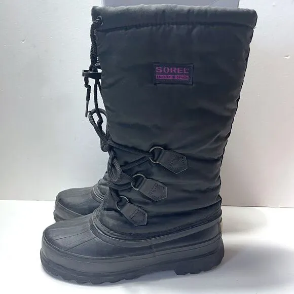 SOREL Rubber Waterproof Insulated Winter Lace Up Boots in Black Size 6