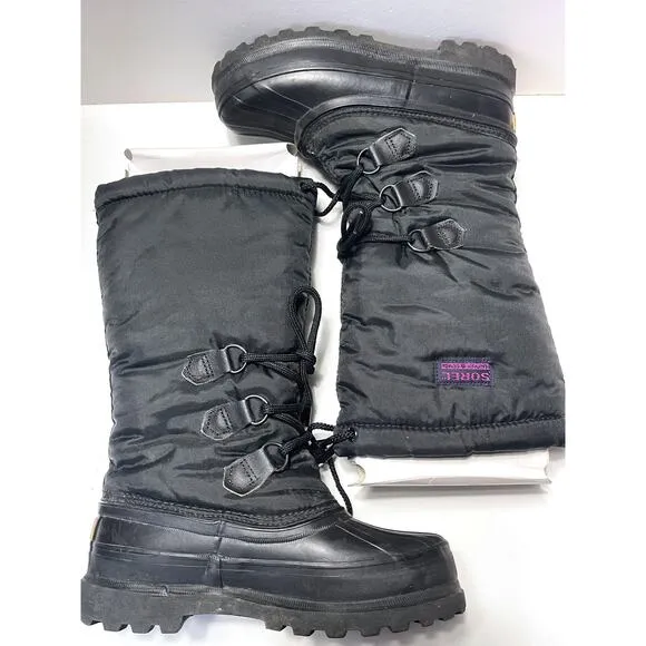 SOREL Rubber Waterproof Insulated Winter Lace Up Boots in Black Size 6