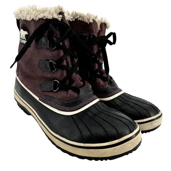 Sorel Tivoli Boots Waterproof Snow Boots Winter Purple Snakeskin 10