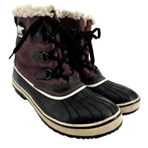 Sorel Tivoli Boots Waterproof Snow Boots Winter Purple Snakeskin 10
