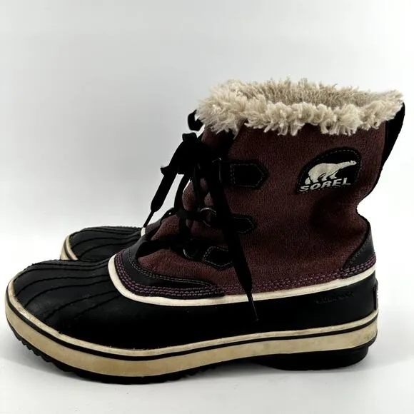 Sorel Tivoli Boots Waterproof Snow Boots Winter Purple Snakeskin 10