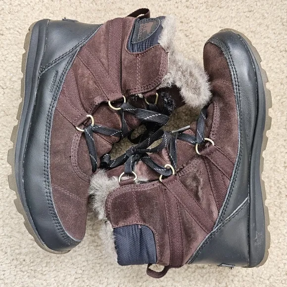 Sorel Tivoli sport cattail winter snow boots brown suede waterproof size 8