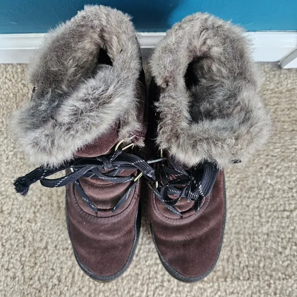 Sorel Tivoli sport cattail winter snow boots brown suede waterproof size 8