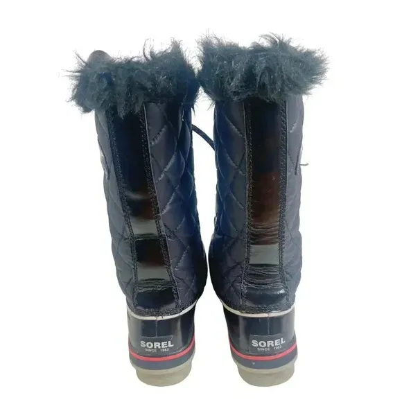 Sorel Tofino Cate Black Winter Snow Boots Quilted Waterproof Size 7