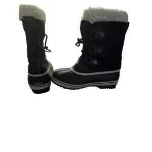 Sorel Winter Snow Boots Waterproof Faux Fur Trim Black Boots Kids Size 3