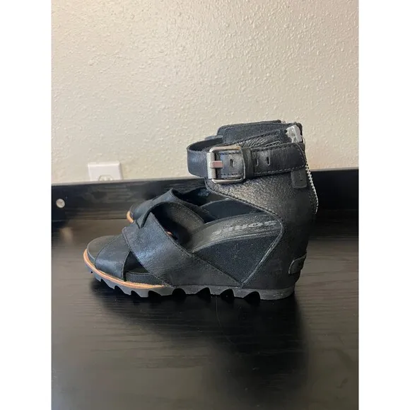 Sorel Womens Joanie Wedge Sandals in Black Size 9.5