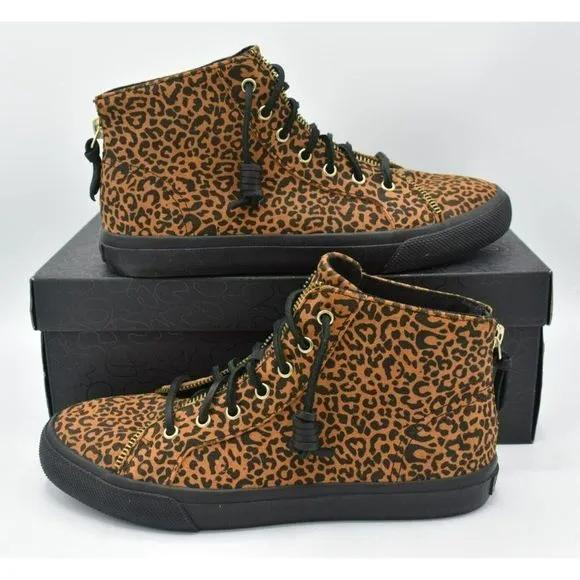 Sperry Womens Size 9.5 Top Sider Rebecca Minkoff High Top Leopard Print Sneakers