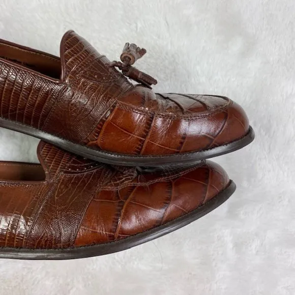 Stacy‎ Adams Genuine Snake Skin &amp; Leather Loafers, size 10.5