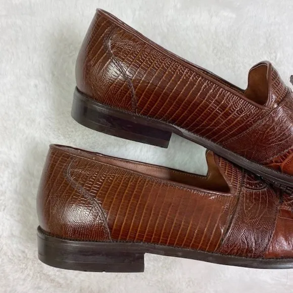 Stacy‎ Adams Genuine Snake Skin &amp; Leather Loafers, size 10.5