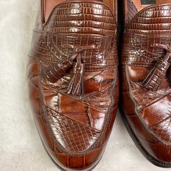 Stacy‎ Adams Genuine Snake Skin &amp; Leather Loafers, size 10.5