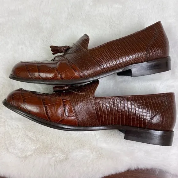 Stacy‎ Adams Genuine Snake Skin &amp; Leather Loafers, size 10.5