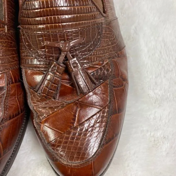 Stacy‎ Adams Genuine Snake Skin &amp; Leather Loafers, size 10.5