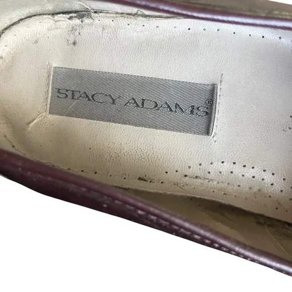 Stacy Adams Loafers Tassel Accents Dress Shoes Burgundy Leather Mens 10 1/2