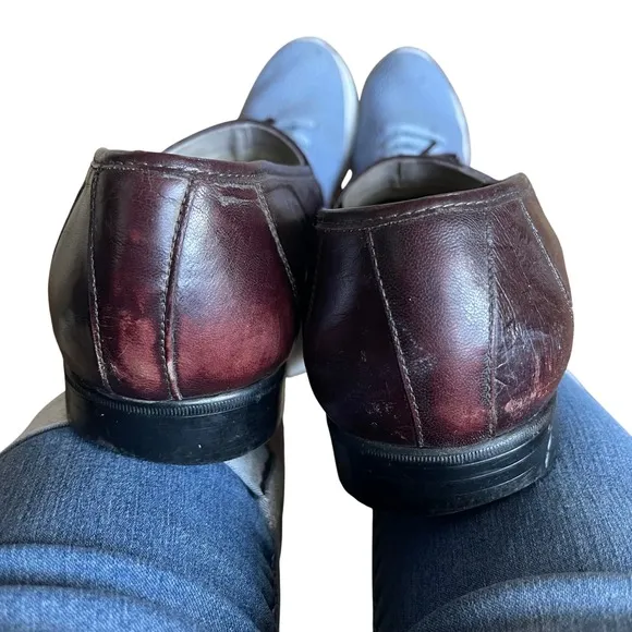 Stacy Adams Loafers Tassel Accents Dress Shoes Burgundy Leather Mens 10 1/2