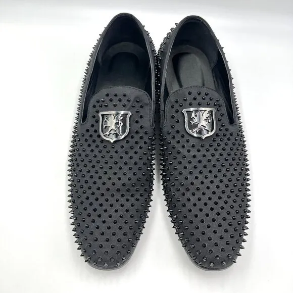 Stacy Adams Mens 10.5 Black Studded Spike Loafers Dress Shoes