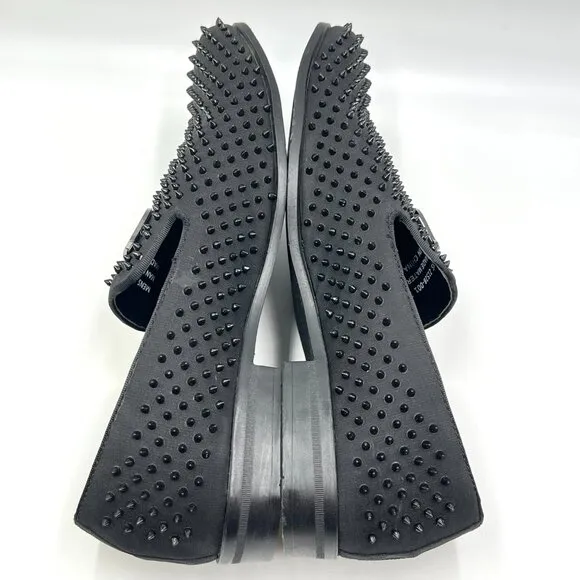 Stacy Adams Mens 10.5 Black Studded Spike Loafers Dress Shoes