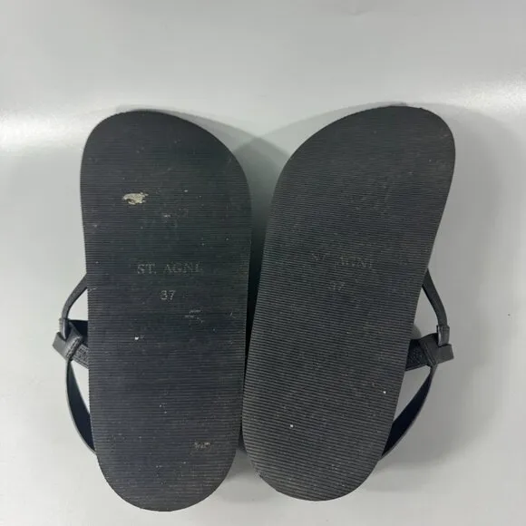 ST.AGNI 30mm Mio Leather Flat Sandals, Size 37