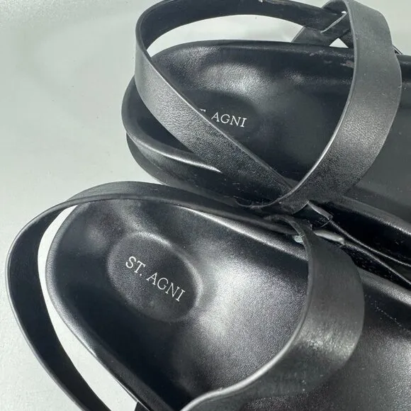ST.AGNI 30mm Mio Leather Flat Sandals, Size 37
