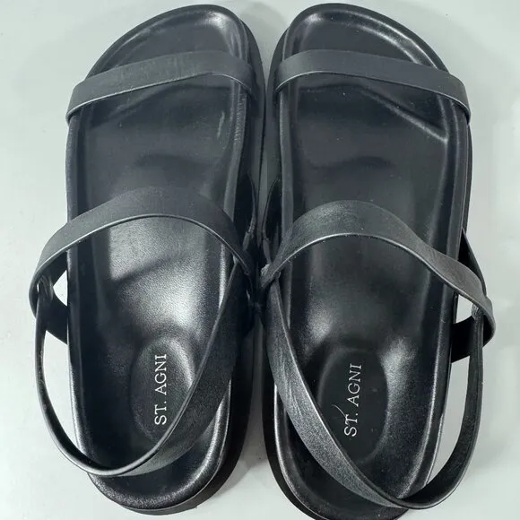 ST.AGNI 30mm Mio Leather Flat Sandals, Size 37