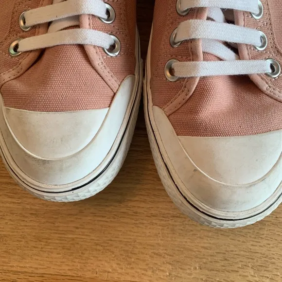 Stella McCartney Women’s Pink Cream Cotton Lace Up High Top Sneakers 39 Preloved