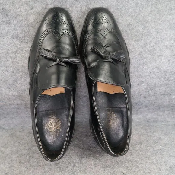 Stetson Shoes Mens 10 Tassel Loafers Leather Slip On Wingtip Classic Style Black