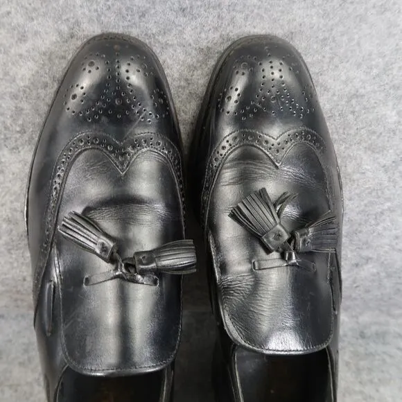 Stetson Shoes Mens 10 Tassel Loafers Leather Slip On Wingtip Classic Style Black